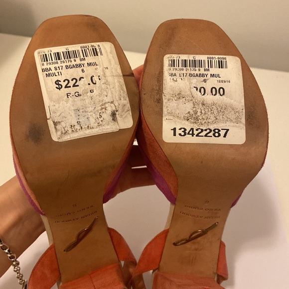 BRIAN ATWOOD Gabby block heeled platforms! Rare pink/orange colour way, Size 6 - Picture 6 of 8